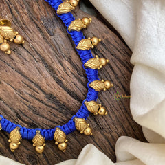 Antique Look Alike Blue Thread necklace-G15064