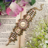 Raj wadi Style Elephant Motif Heritage Kundan Jadau With Pearls Accents Watch-Vriksham-G22820