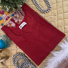 Brick Red Traditional Ethnic Wear Mythological Print Kalamkari Kurti-Vriksham-VS5237