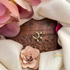 White Stone and Pearl Hanging Press Naths/Nose Pin-Vriksham-G22799