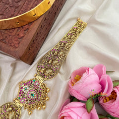 Elephant Motif Filigree with Floral Medallion Pendant Hipbelt-Gold Bead-Vriksham-G22845