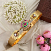 Premium Oval Stone Matte Gold polish Adjustable Pendant With Plain Hipbelt-Gold Bead-Vriksham-G22868