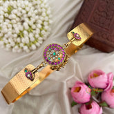 Traditional Peacock Motif Adjustable Pendant With Plain Hipbelt-Gold Bead-Vriksham-G22869