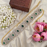 Premium AD Green Oval Stone Classix Design Bridal Hipchain-Vriksham-G22882