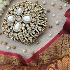 Designer Gold-Plated Bun Cage with Intricate Kundan Detailing Bun Cage-Vriksham-G22902