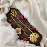 Vriksham Antique Brida Lotus Gold-Plated Pendant Chain Neckpiece- Gold Drop Bead-G19590