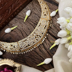 Vriksham Classic Bridal Choker Short Neckpiece-Diamond Drops-White-G21156