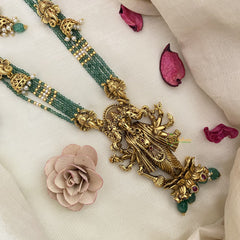 Vriksham Panchamukhi Ganesha Pendant Pastel Green Beaded Layered necklace-G16580