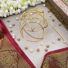 Minimalist Gold-Plated Metallic Geometric Bun Cage-Vriksham-G22903
