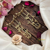 Golden Haathphool Finger Bracelet With Multi-Layered Ghungroo Chains Haath Phool-Vriksham-G22471