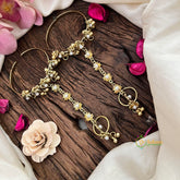 Floral Hand Harness With Pearl Ghungroo Single Finger Bracelet Haath Phool-Vriksham-G22474