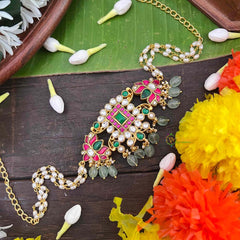 Vrikshamv Square Style With Lotus Kundan Jadau Choker-Race Pearls Bead-J4032