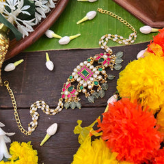 Vrikshamv Square Style With Lotus Kundan Jadau Choker-Race Pearls Bead-J4032