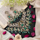 Green Victorian Diamond High Neck Choker-VV265
