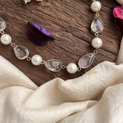 Stylish Lavender Stone Maala necklace-Mother of Pearls-G15002