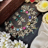 Vriksham Multi Color Moon Drop Style With AD Stone Statement Choker Neckpiece-VV2019