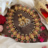 Premium Gold Polish Jadau Kundan Peacock Neckpiece-Pearl-J2311