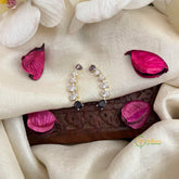 Gold Plated C-Shaped & Purple Zirconia Oval Stone Ear Cuff Earrings-Vriksham-G22553