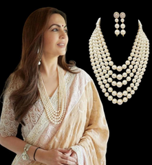 Vriksham Classic Nita Ambani Style Multi Stand 2 Layered Pearls necklace-G21082