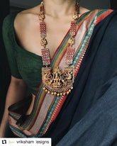 4 Layer Long Laxmi Haaram with Red Stones-G742