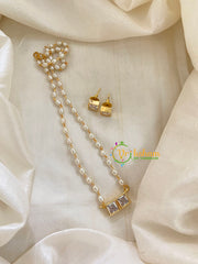 AD Stone Pearl Short necklace -Double -G7342