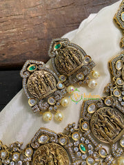 Ram Parivar Victorian Diamond Short Neckpiece -Green -VV551
