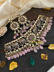 Pastel Pink Victorian Diamond High Neck Choker-VV263