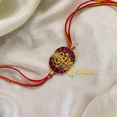 Rakshabandhan Jadau Kundan Rakhi - Lakshmi Chandh -Red-RB121