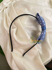 Daily Wear Head Band with Bow-Tiny Dots-Greyish Blue White-H025