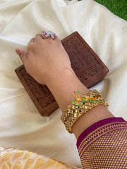 Silk Thread Kada Kundan Bangle -Gold Brown- Dice-G6090