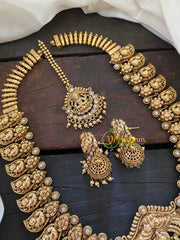 Antique Nakshi Lakshmi Haram-Nagas Neckpiece-White-G7715