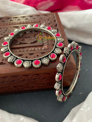 Red Stone Kolhapuri Durga Bangles-S0160