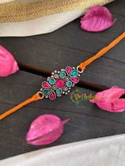 Rakshabandhan Rakhi-Red Green Petal Pendant-RB027