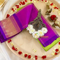 Parrot Green Thiribhuvanam Silk Saree -Pure Silk -VS1280