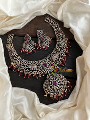 Victorian Diamond Short Neckpiece-Elephant -Red -VV124