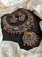 Victorian Diamond Short Neckpiece-Elephant -Red -VV124