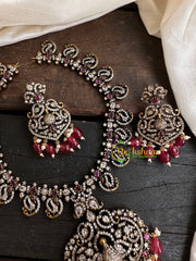 Victorian Diamond Short Neckpiece -Red -Peacock -VV130