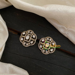 White Victorian Diamond Studs-Geometric -VV830