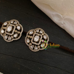 White Victorian Diamond Studs-Geometric -VV830