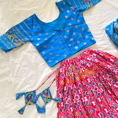 Light blue with Pink Indian Traditional Girls Lehenga Set -VS816