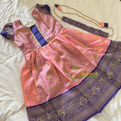 Peach with Blue Indian Traditional Dress for Girls - Girls Gown -VS921