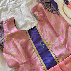 Peach with Blue Indian Traditional Dress for Girls - Girls Gown -VS921