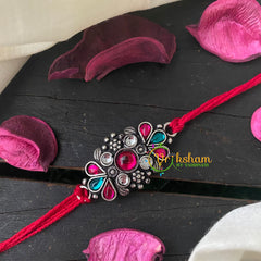 Rakshabandhan Rakhi-Red Green Petal Pendant-RB005