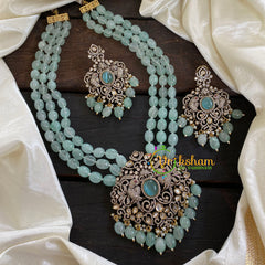 3 Layered Victorian Diamond necklace-Sea Green-VV057