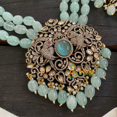 3 Layered Victorian Diamond necklace-Sea Green-VV057