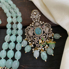 3 Layered Victorian Diamond necklace-Sea Green-VV057