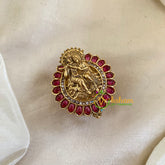 Gold Look Alike Temple Kumkum Box -Krishna Radha-G9782