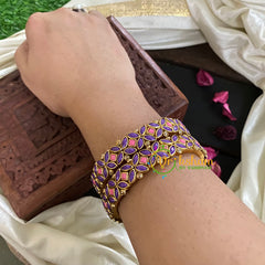 Kada Kundan Bangle -Violet Pink-G4815