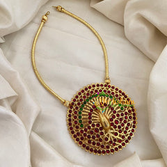 Red Green Chakra Kemp Pendant Hasli Choker-G7162