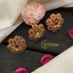 Antique Gold Look Alike Finger Ring -Floral 1-G3066